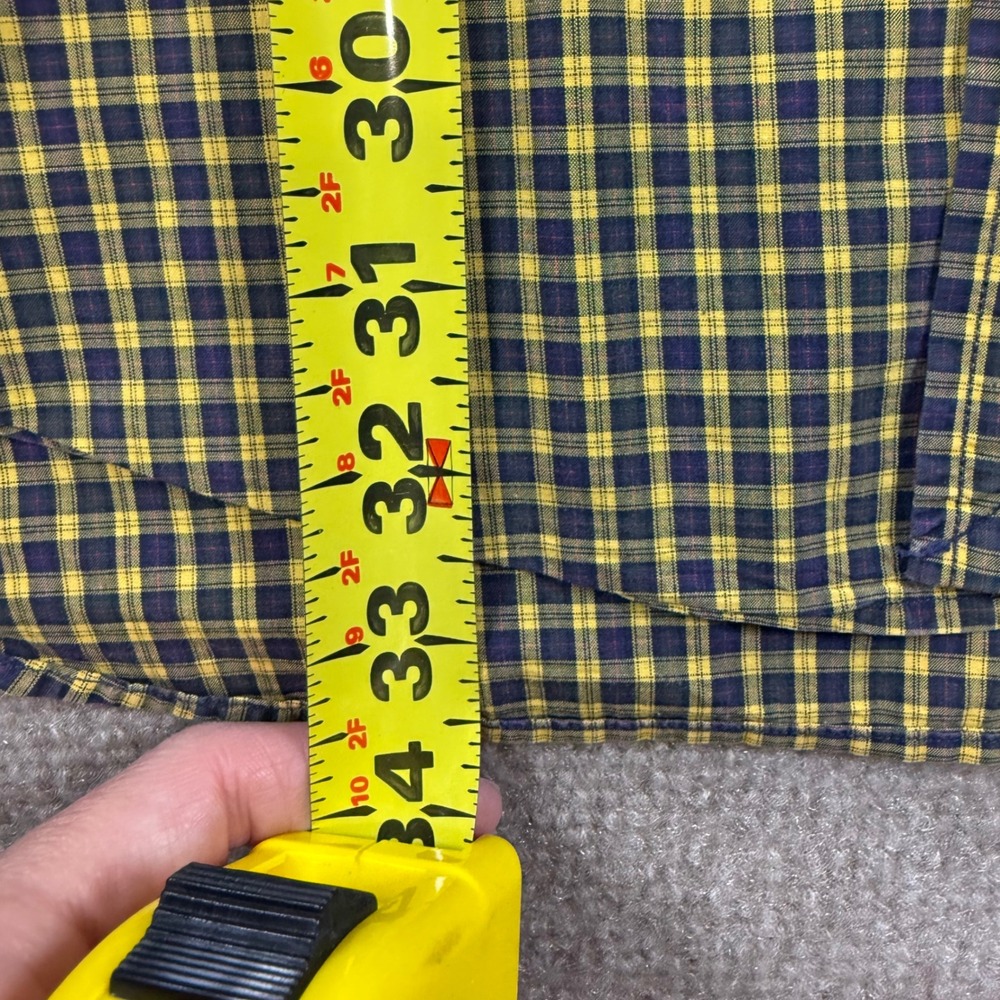 Polo Ralph Lauren Mens Plaid Button Down Shirt Yellow Navy Blue Cotton Size M - Picture 2 of 9